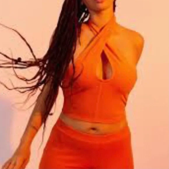 Women's Orange Flared Lounge Pants - Picture 10 of 10